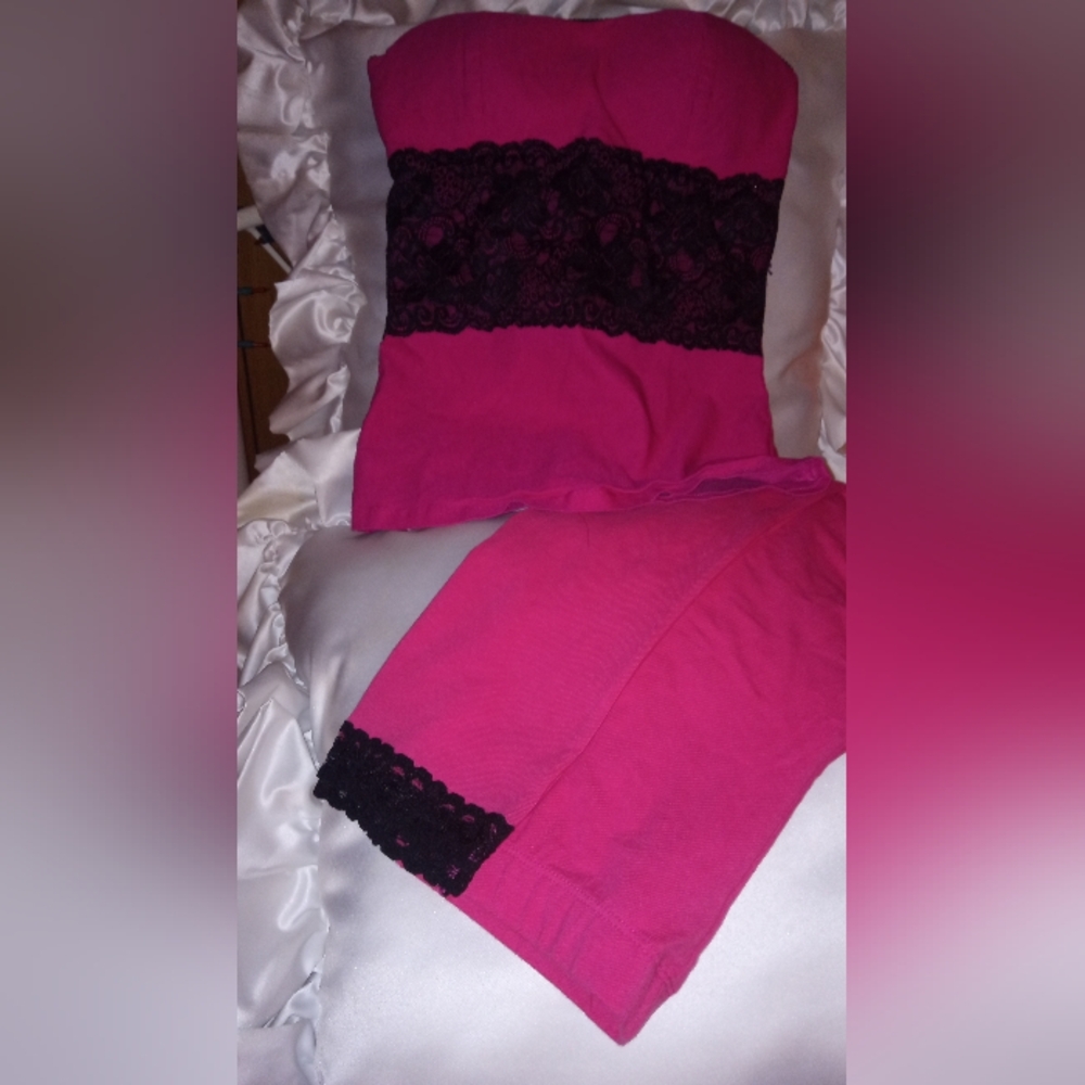 Hot pink halter matching leggings